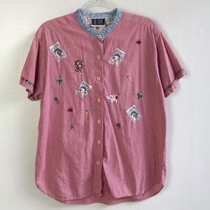 Bill Blass Retro Checkered Button-Up Shirt